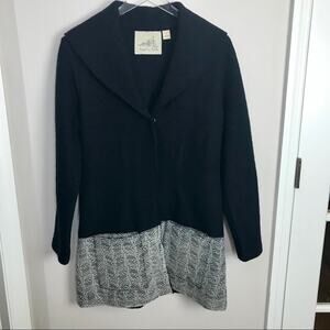 Anthropologie Angel of the North Leaf Lace Boiled Wool Sweater Coat - Sz M